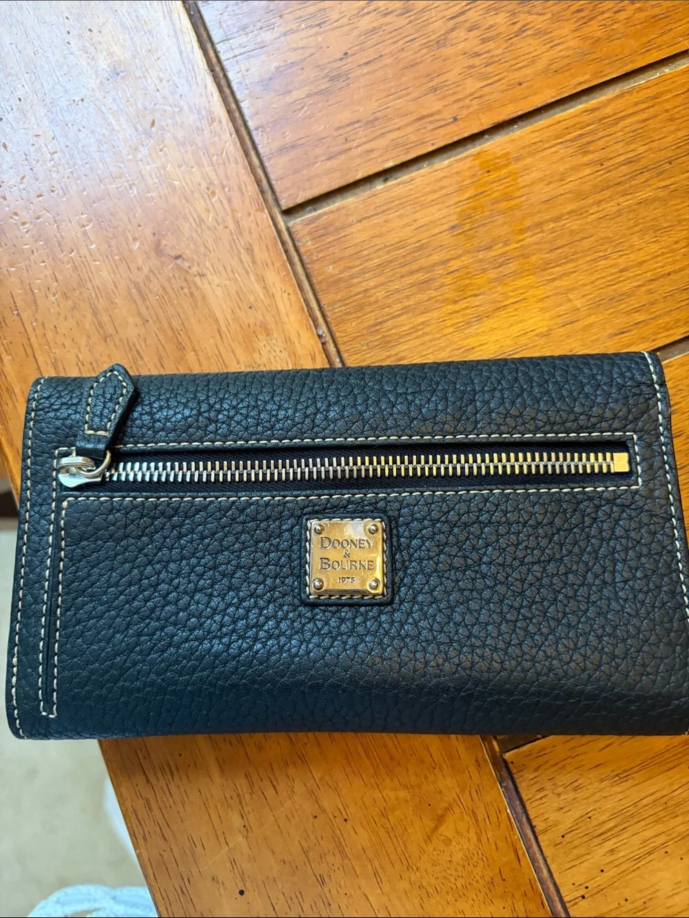 Dooney & Bourke Black Pebble Leather Snap Wallet